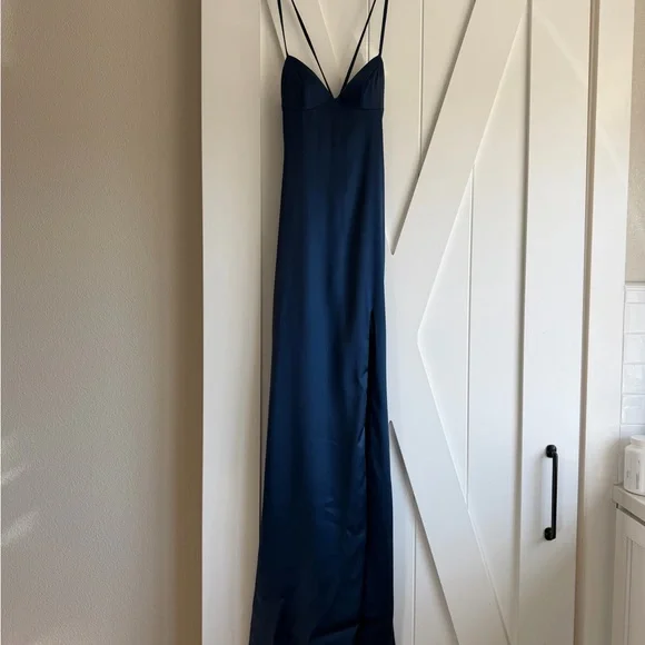 La Femme Navy Blue Prom Dress - Picture 5 of 10